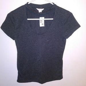 NWT Aeropostale Grey Cut Out Tee